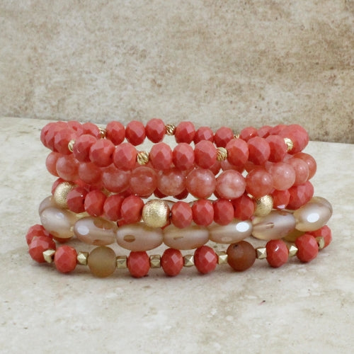 Coral Stacked Bracelet