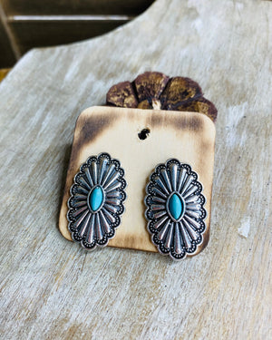 Silver Concho Stud Earrings