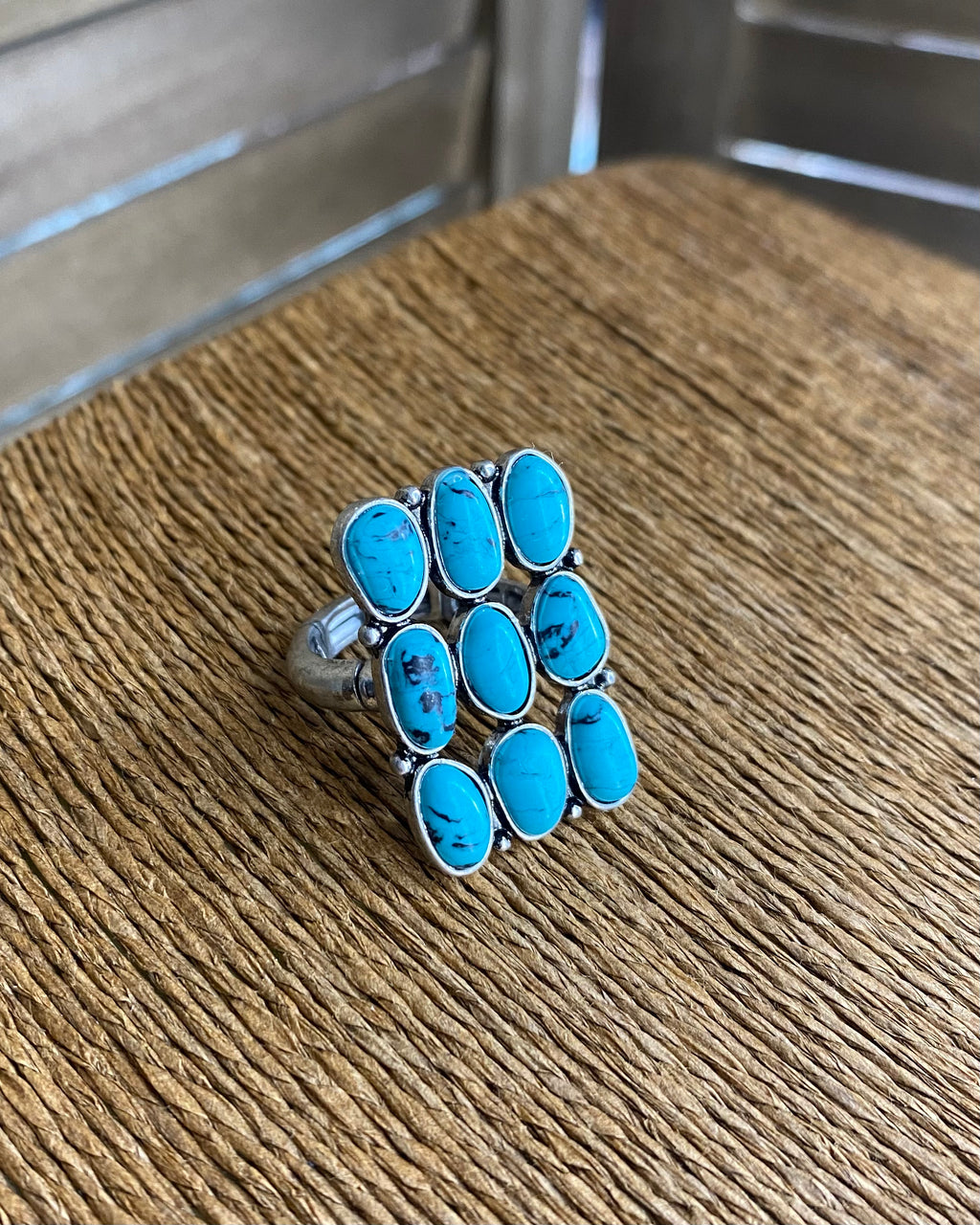 Turquoise Square Stone Stretch Ring
